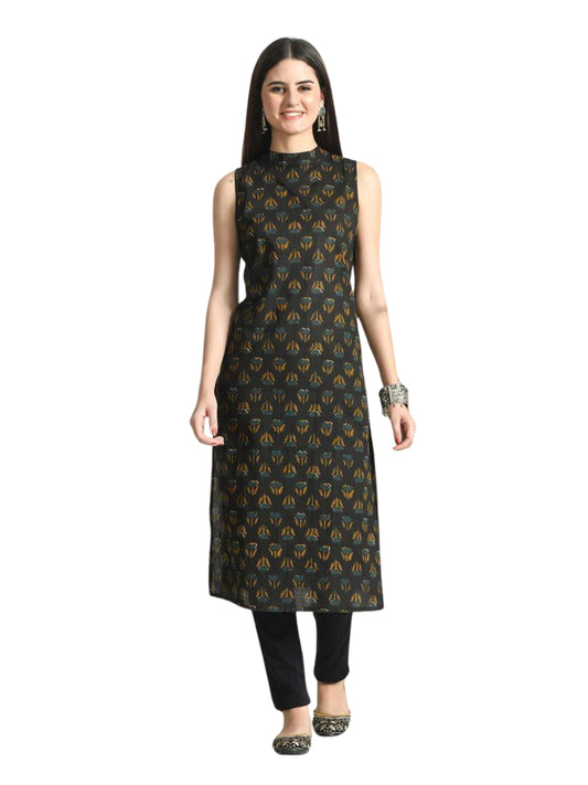 LIVING ROOTS Pure Cotton Ethenic Casual Short Staright Kurti for Girls/Women 3/4 Sleeve (6491)