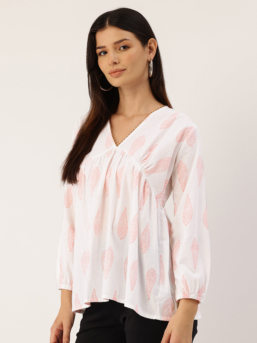 Living Roots Cotton Printed Short Kurti Top for Girls/Women, Casual Wear, Full Sleeves (6576)