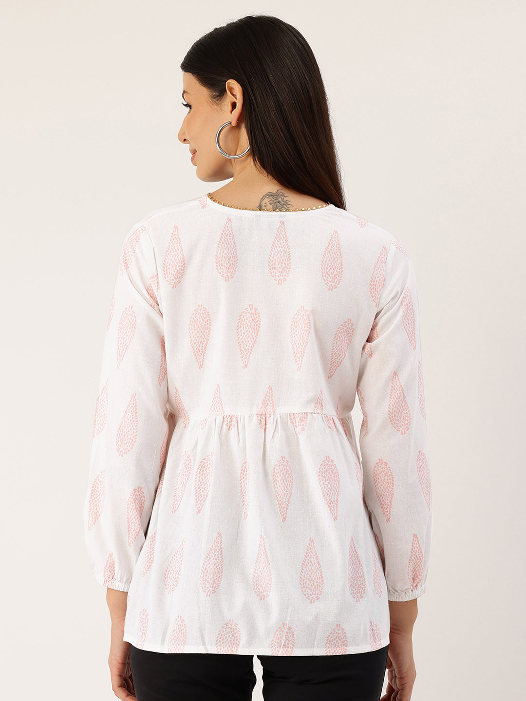 Living Roots Cotton Printed Short Kurti Top for Girls/Women, Casual Wear, Full Sleeves (6576)