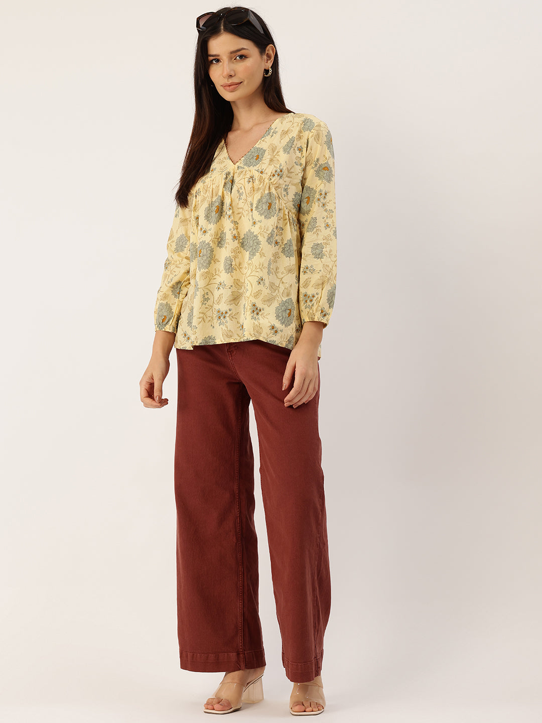 Living Roots Cotton Printed Short Kurti Top for Girls/Women, Casual Wear, Full Sleeves (6578)