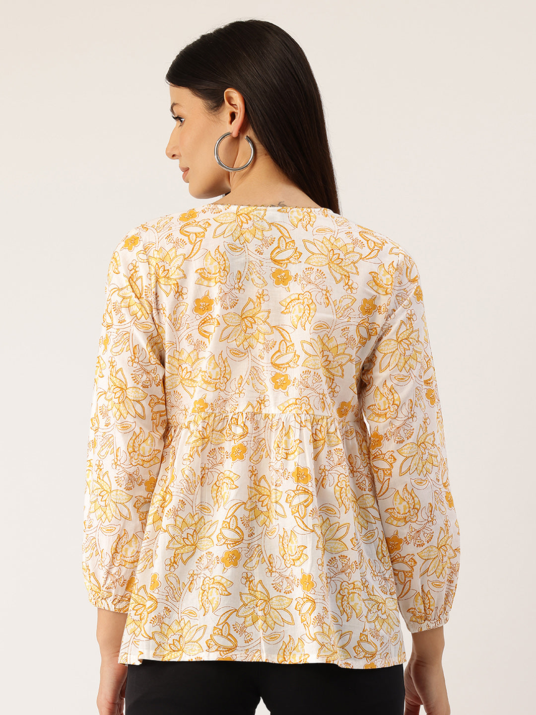 Living Roots Cotton Printed Short Kurti Top for Girls/Women, Casual Wear, Full Sleeves (6579)