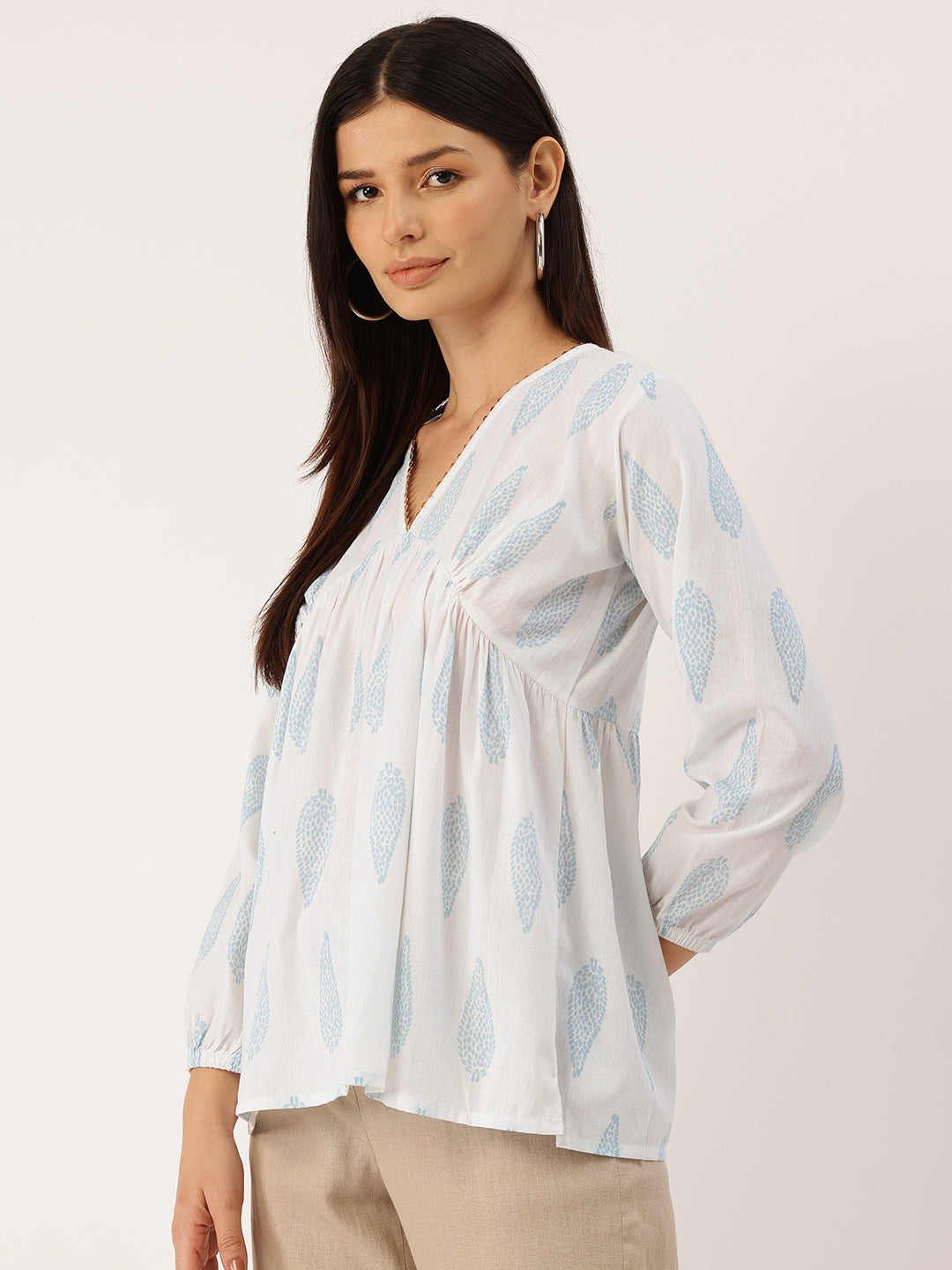 Living Roots Cotton Printed Short Kurti Top for Girls/Women, Casual Wear, Full Sleeves (6580)