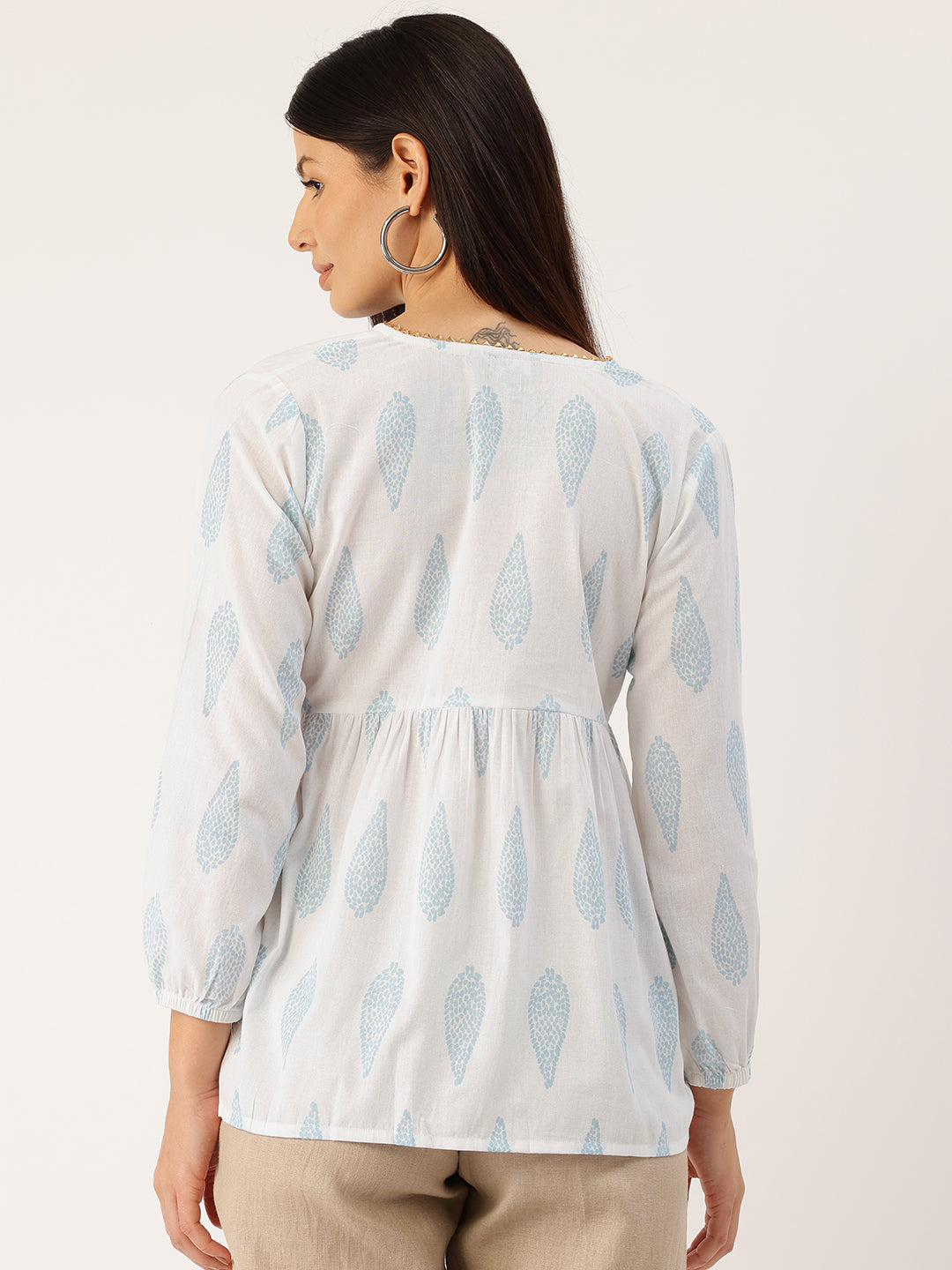 Living Roots Cotton Printed Short Kurti Top for Girls/Women, Casual Wear, Full Sleeves (6580)