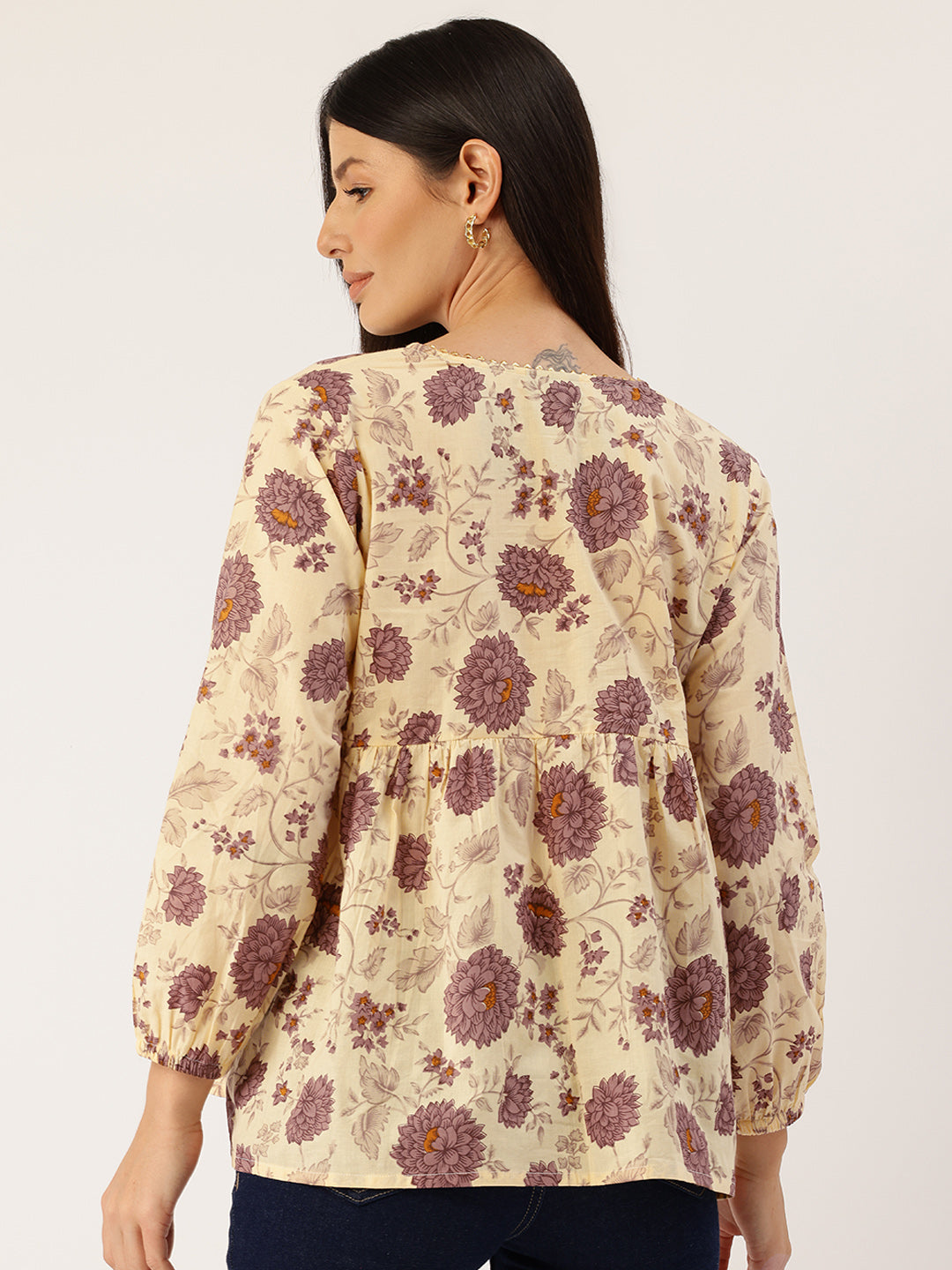 Living Roots Cotton Printed Short Kurti Top for Girls/Women, Casual Wear, Full Sleeves (6582)