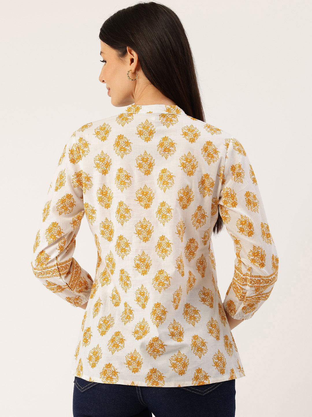 Living Roots Cotton Printed Short Kurti Top for Girls/Women, Casual Wear, 3/4 Sleeve (6587)