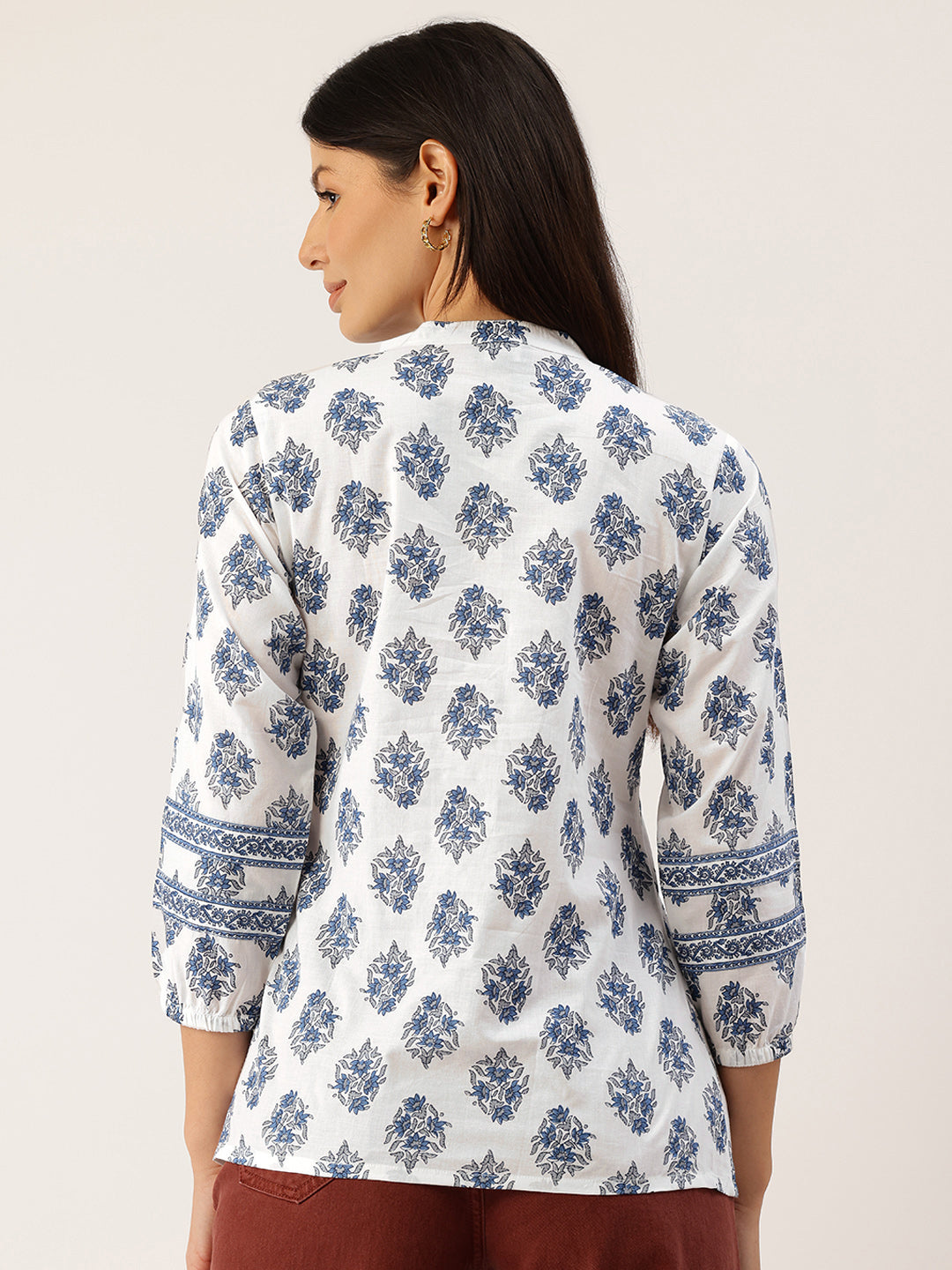 Living Roots Cotton Printed Short Kurti Top for Girls/Women, Casual Wear, 3/4 Sleeve (6588)