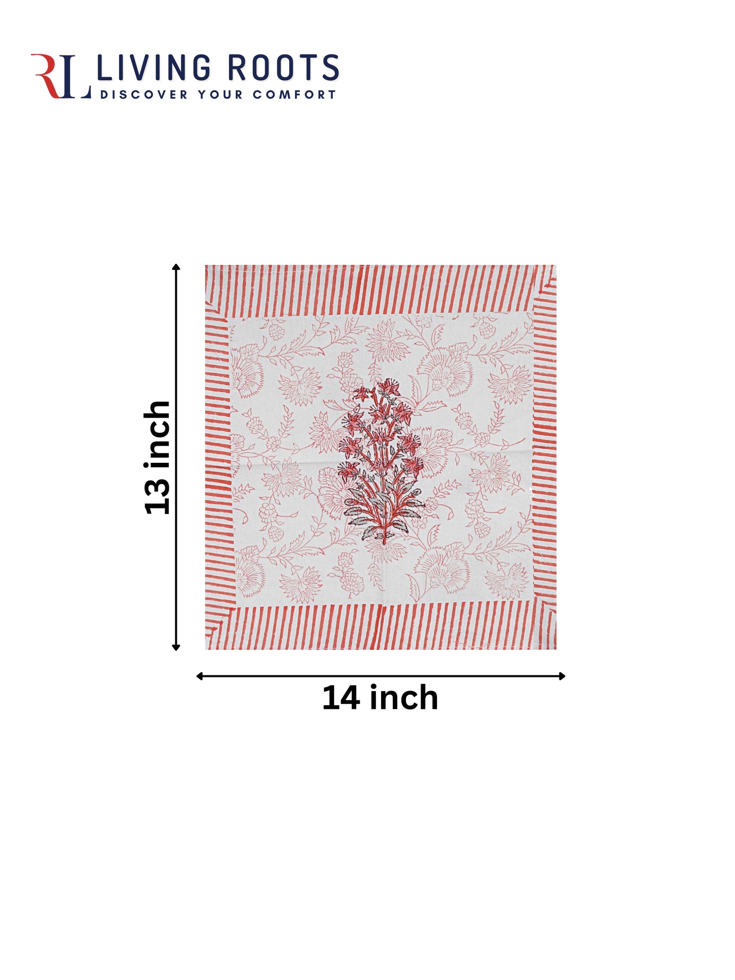 Hand Block Printed Pink & White Table Runner, Mat and Napkin Set for Center/Dining Table (71-FULL13PC-007)