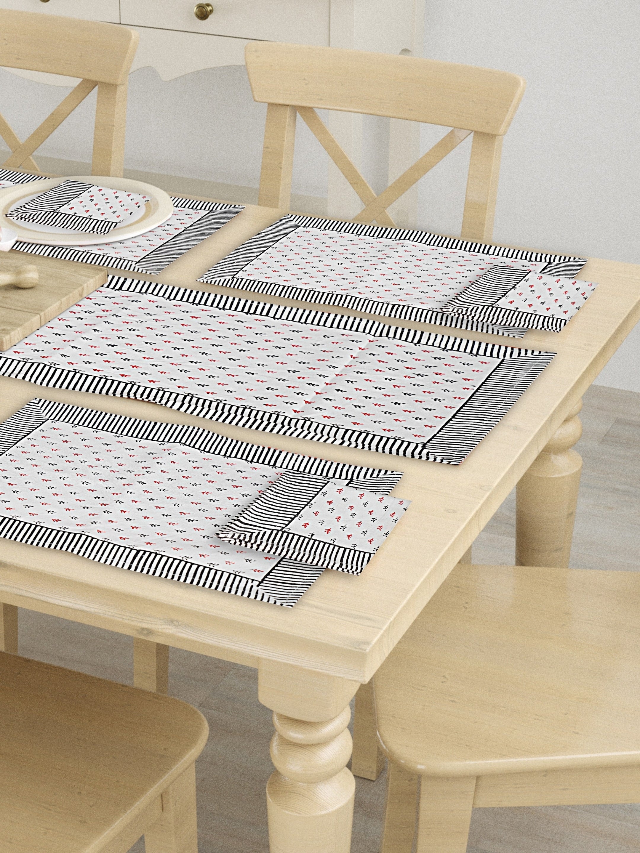 Living Roots Canvas Cotton Table Mats(6 Piece) White, Table Placemats, Elegant Dining Dcor | Wipeable | Heat-Resistant | Easy to Maintain - Perfect for Protecting Your Dining Table (71-MAT6PC-010)