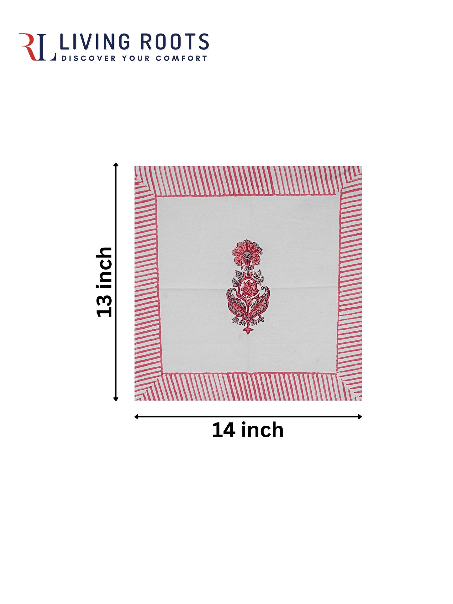 Hand Block Printed Pink & White Table Runner, Mat and Napkin Set for Center/Dining Table (71-FULL13PC-006)