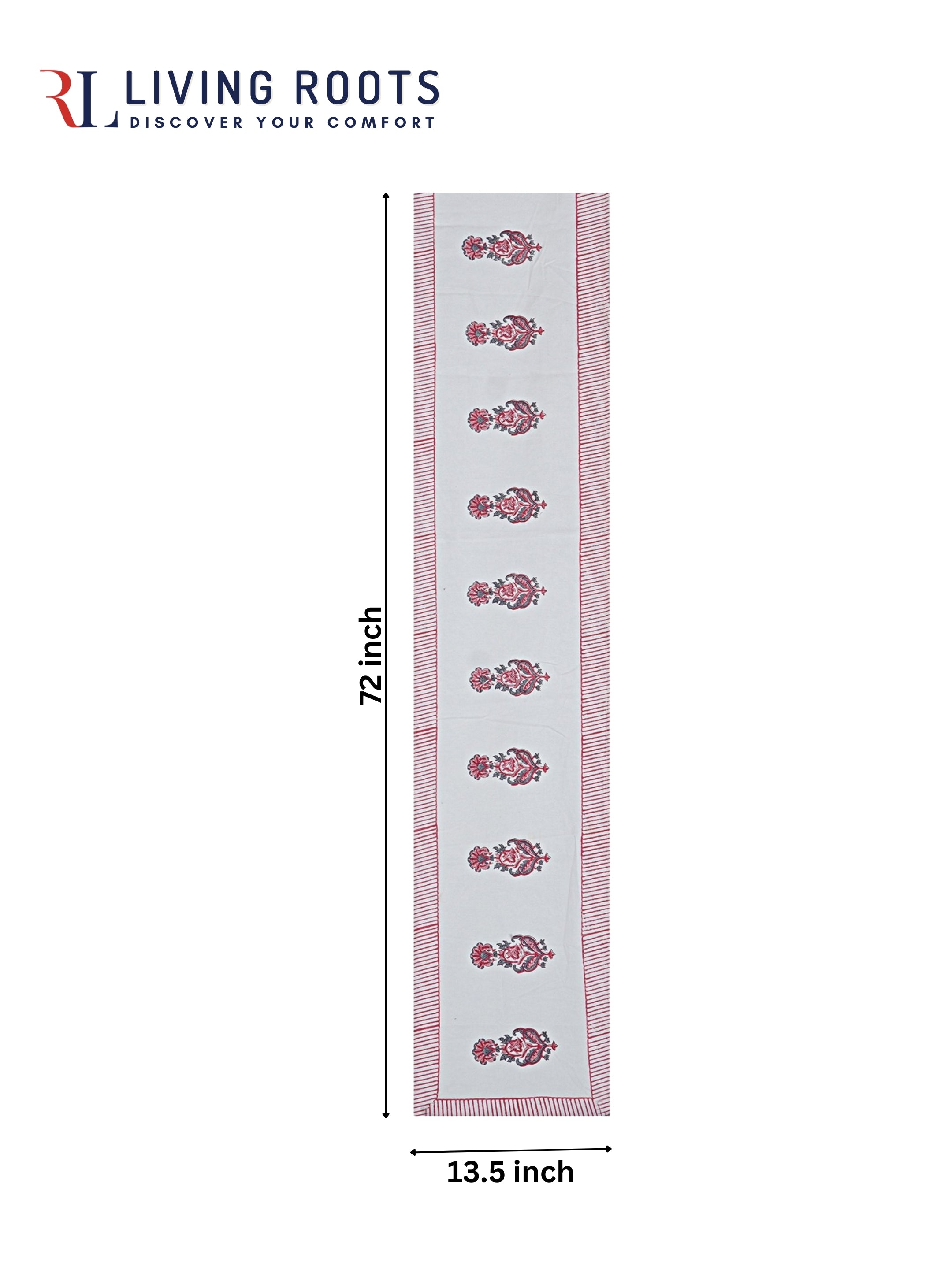 Living Roots Canvas Cotton Table Runner(1 Piece) White & Pink, Table Placemats, Elegant Dining Dcor | Wipeable | Heat-Resistant | Easy to Maintain - Perfect for Protecting Your Dining Table (71-RUNNER1PC-006)