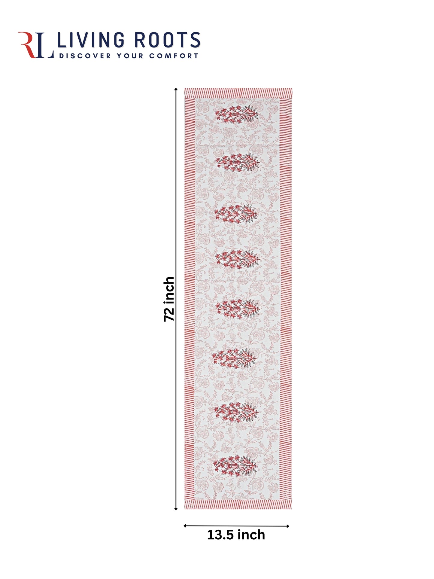 Hand Block Printed Pink & White Table Runner, Mat and Napkin Set for Center/Dining Table (71-FULL13PC-007)