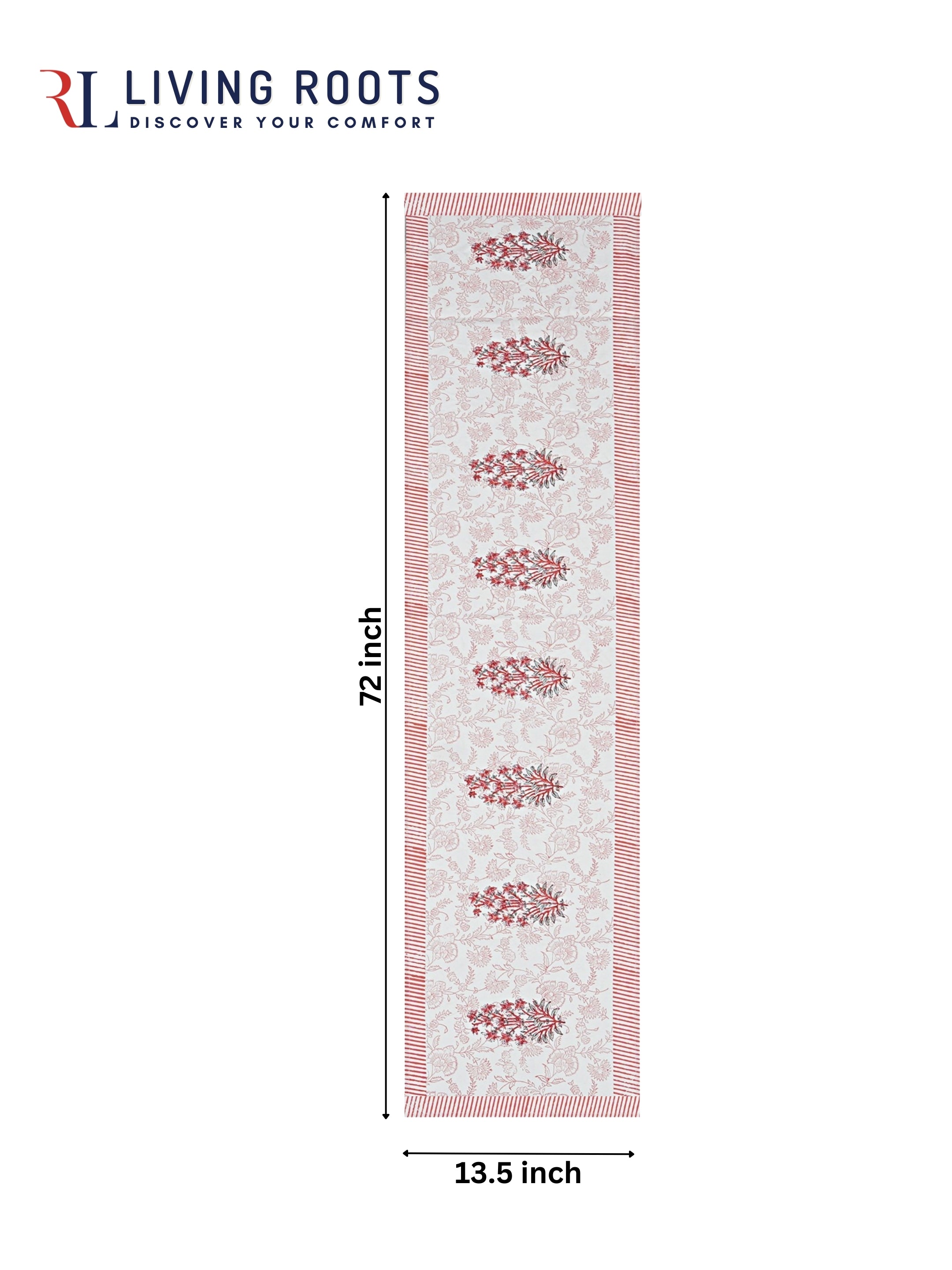 Living Roots Canvas Cotton Table Runner(1 Piece) White & Pink, Table Placemats, Elegant Dining Dcor | Wipeable | Heat-Resistant | Easy to Maintain - Perfect for Protecting Your Dining Table (71-RUNNER1PC-007)