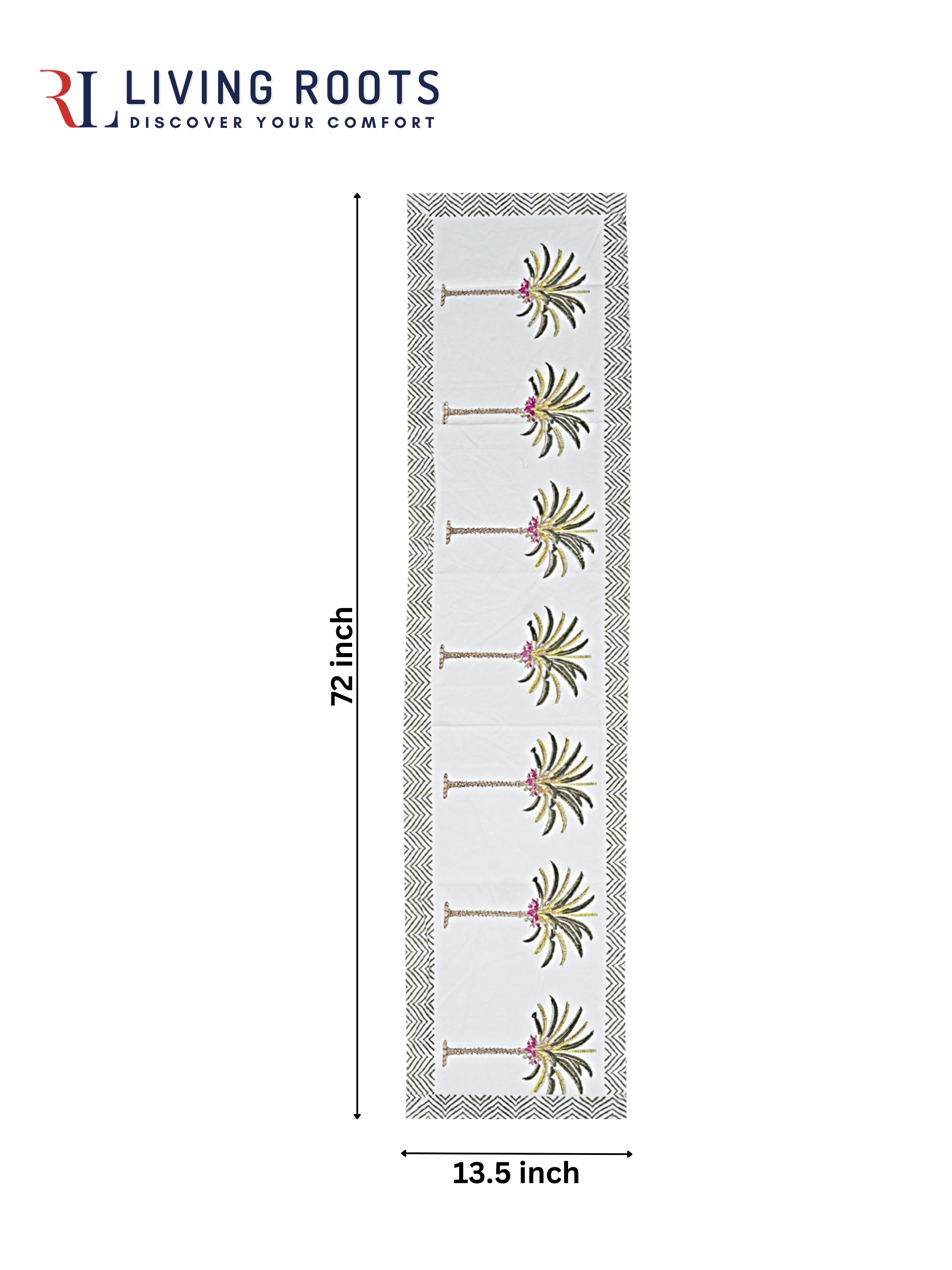Living Roots Canvas Cotton Table Runner(1 Piece) White & Green, Table Placemats, Elegant Dining Dcor | Wipeable | Heat-Resistant | Easy to Maintain - Perfect for Protecting Your Dining Table (71-RUNNER1PC-009)