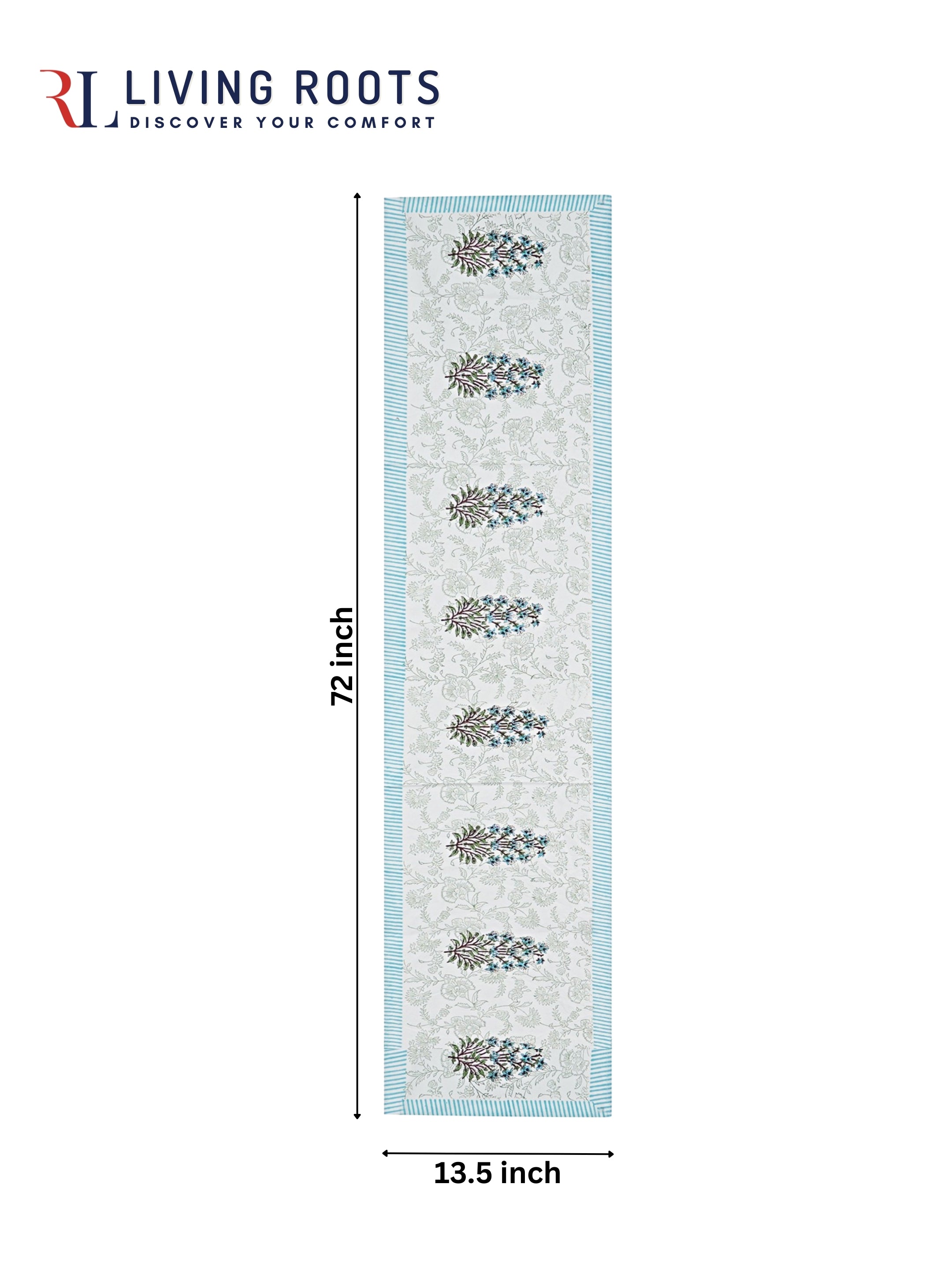 Living Roots Canvas Cotton Table Runner(1 Piece) White & Blue, Table Placemats, Elegant Dining Dcor | Wipeable | Heat-Resistant | Easy to Maintain - Perfect for Protecting Your Dining Table (71-RUNNER1PC-011)