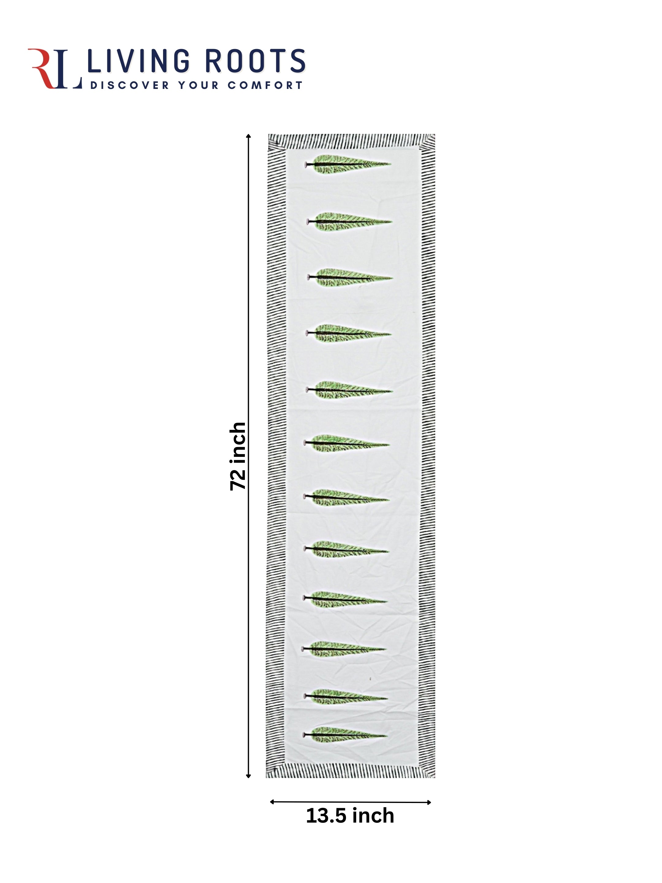 Living Roots Canvas Cotton Table Runner(1 Piece) White & Green, Table Placemats, Elegant Dining Dcor | Wipeable | Heat-Resistant | Easy to Maintain - Perfect for Protecting Your Dining Table (71-RUNNER1PC-012)