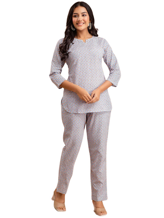 Living Roots Printed Pure Cotton Night Suit Set For Women - Elegant & Comfortable (9035)