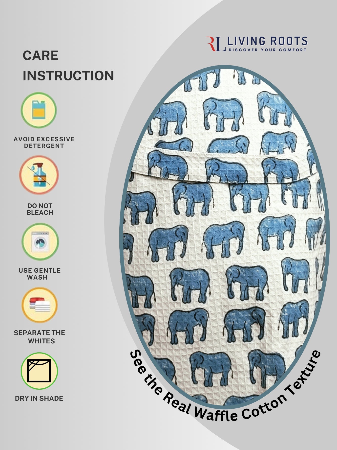 Handblock Printed Cotton Waffle Unisex Kids Bathrobe - Free Size (Set Of 1) (009-KIDS)