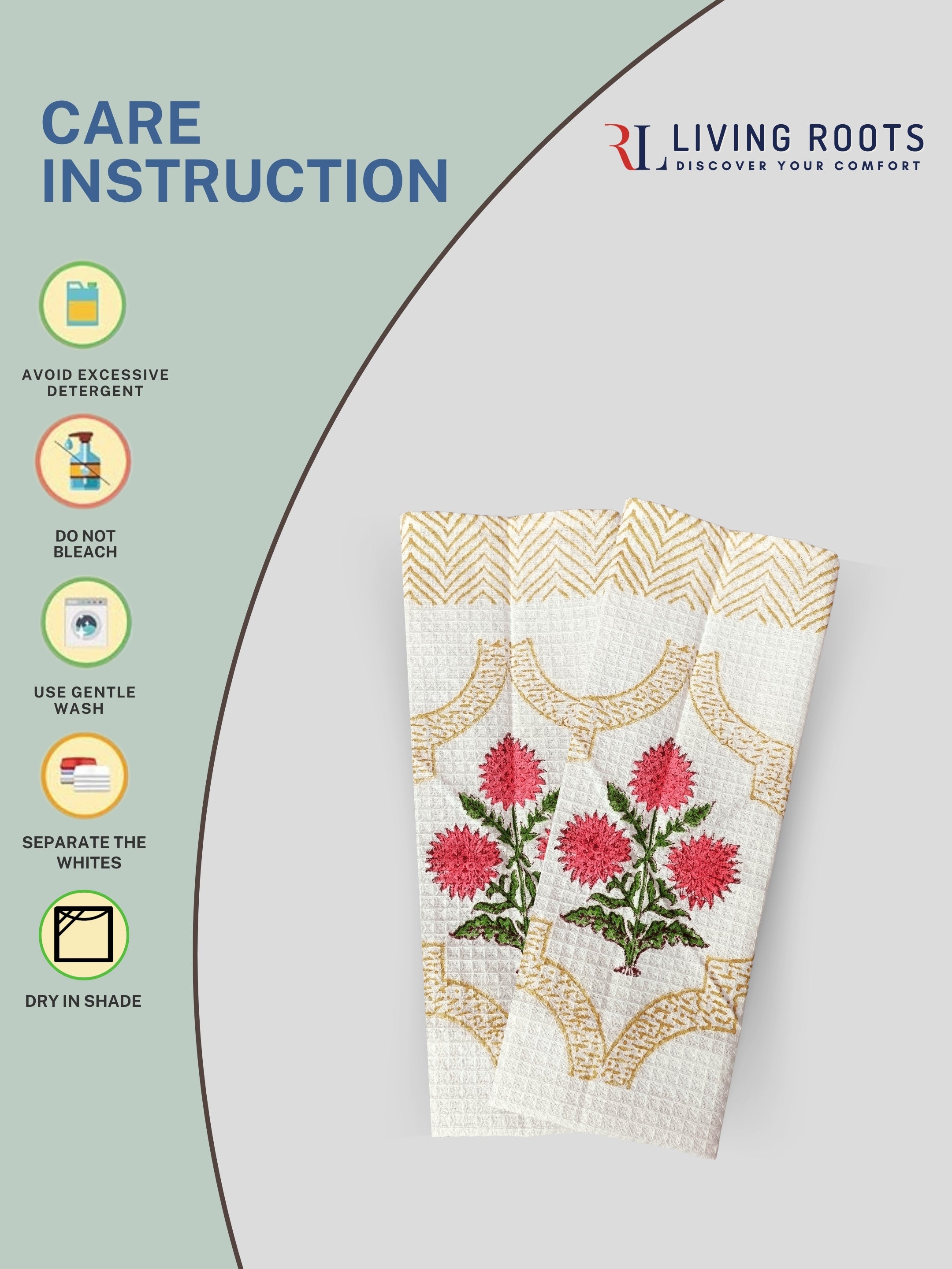 LIVING ROOTS Waffle Cotton 1PC BATH TOWEL & 2PC HANDTOWELS| Rich Fast Colour with No Colour Bleeding | Soft & Skin Friendly (BATH1PC-014-HAND2PC-14)