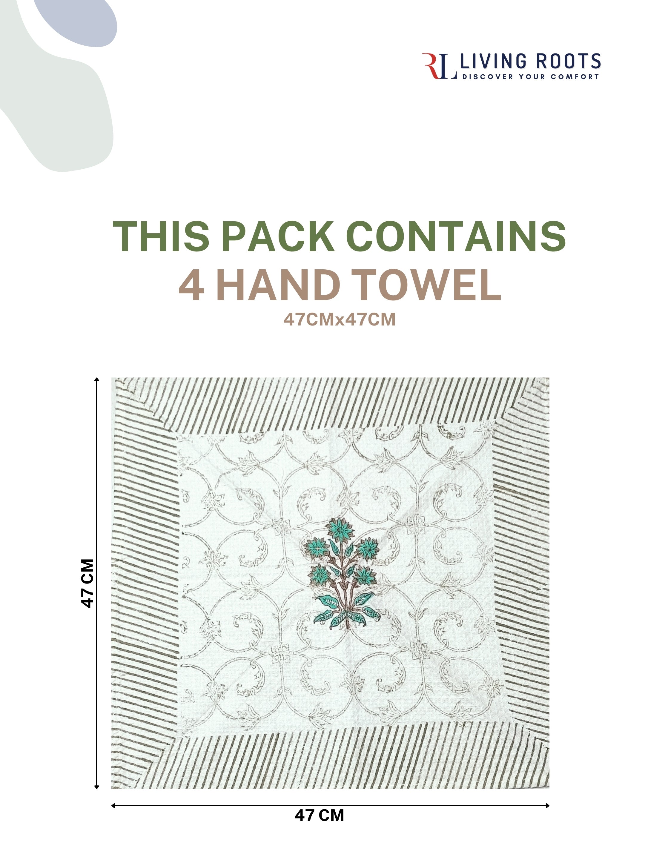 LIVING ROOTS Waffle Cotton 2PC BATH TOWEL & 4PC HANDTOWELS| Rich Fast Colour with No Colour Bleeding | Soft & Skin Friendly (BATH2PC-016-HAND4PC-16)