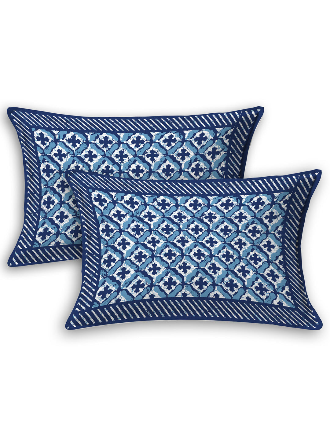 LIVING ROOTS Double Bedsheet King Size Blue Colour Pure Cotton - 1 Bedsheet with 2 Pillow Covers (31-048-A)