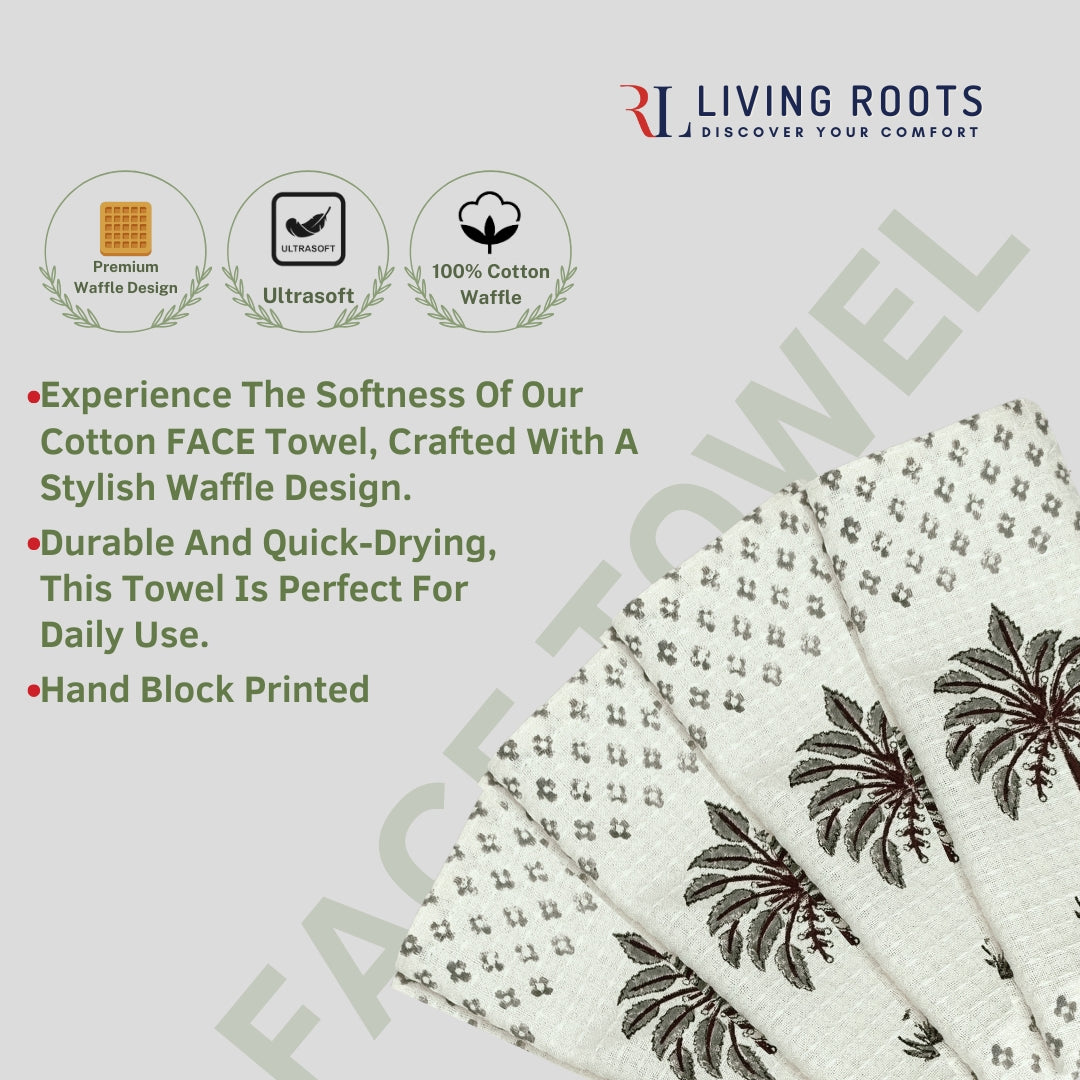 LIVING ROOTS Pure Cotton 4PC Facetowel| Rich Fast Colour with No Colour Bleeding | Soft & Skin Friendly (FACETOWEL-04-4PC)