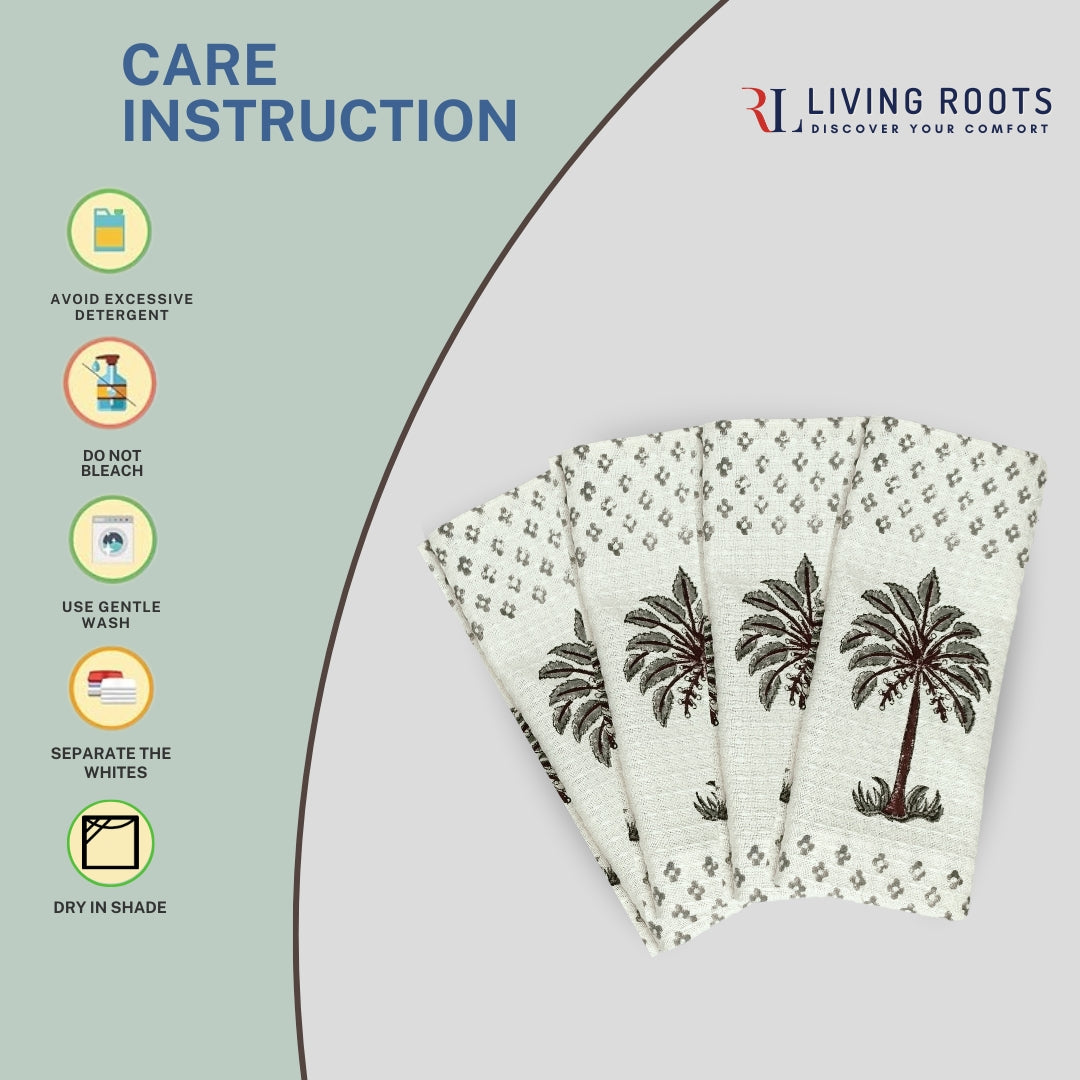 LIVING ROOTS Pure Cotton 4PC Facetowel| Rich Fast Colour with No Colour Bleeding | Soft & Skin Friendly (FACETOWEL-04-4PC)