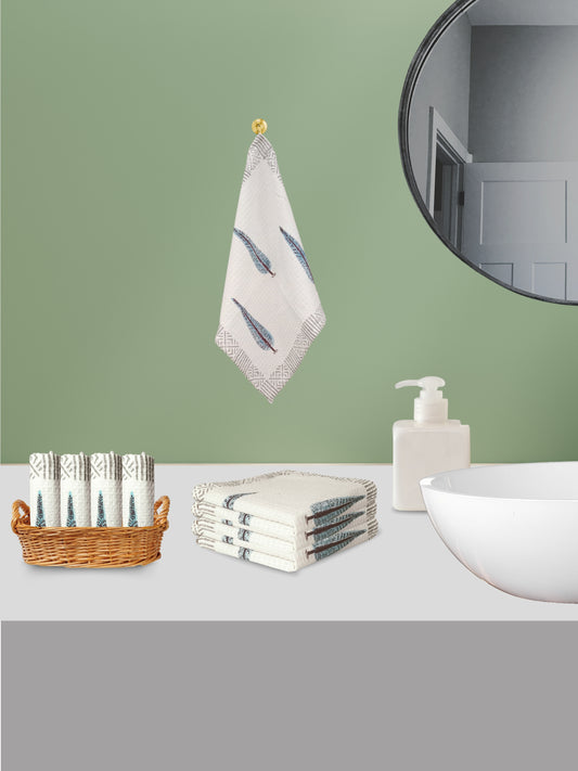 LIVING ROOTS Pure Cotton 4PC Facetowel & 4 PC Handtowel| Rich Fast Colour with No Colour Bleeding | Soft & Skin Friendly (HAND4PC-05-FACE4PC-05)