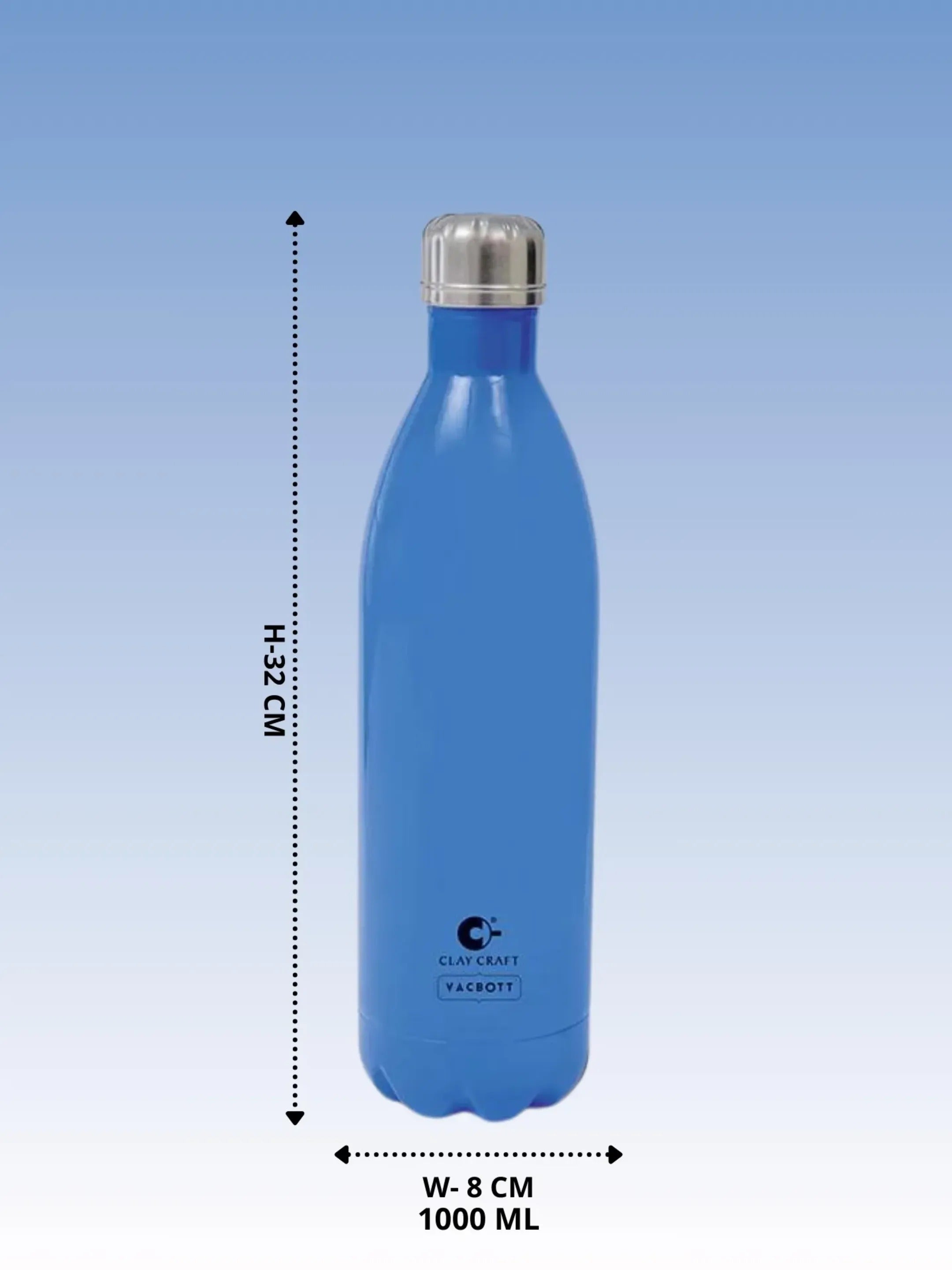 Vacbott Vaccum Bottle, 1000ml Stark Double Walled 24 Hours Hot and Cold Water Bottle with Bag, 1000 ml, Deep Blue