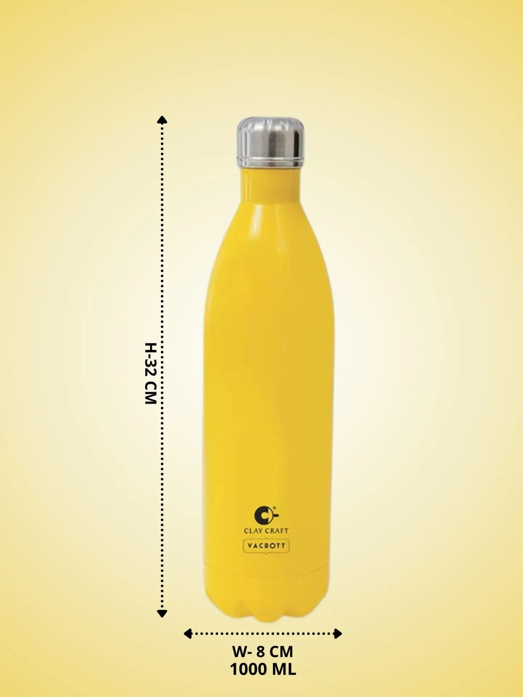 Vacbott Vaccum Bottle, 1000ml Stark Double Walled 24 Hours Hot and Cold Water Bottle with Bag, 1000 ml, Yellow