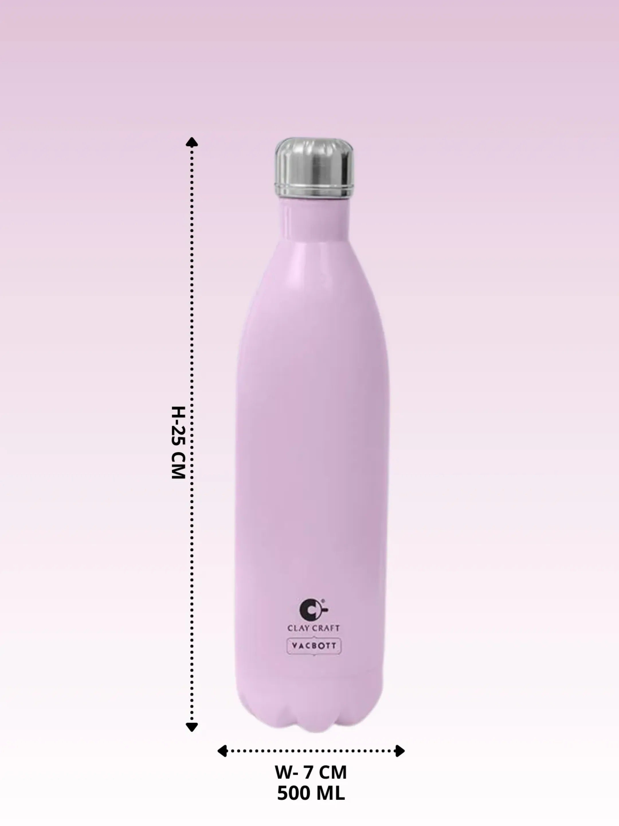 Vacbott Vaccum Bottle, 500ml Stark Double Walled 24 Hours Hot and Cold Water Bottle with Bag, 500 ml, Blush Pink