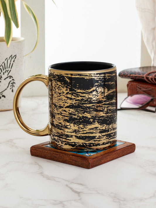 Swiss Black & Gold Ebony Coffee/ Milk Mug 1 Piece 340ml (E603)