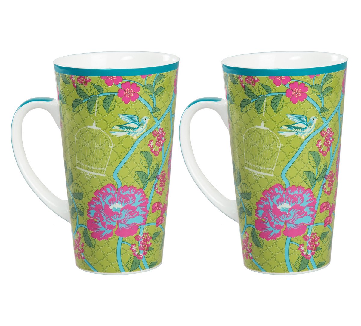 India Circus Nature Essence Paradise Tall Milk/Coffee Mugs 600ml Set of 2 - Clay Craft India