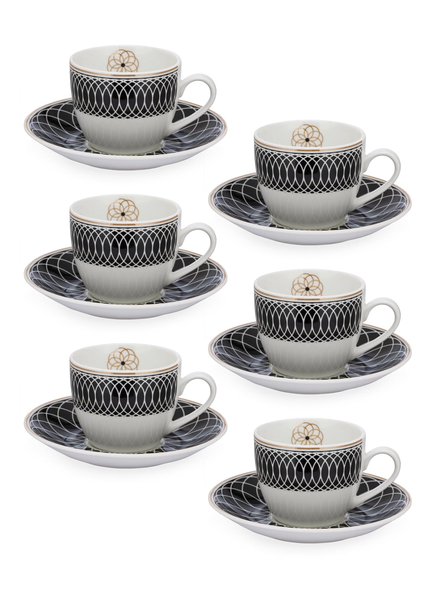 Cream Super Cup & Saucer, 210ml, Set of 12 (6 Cups + 6 Saucers) (S302)