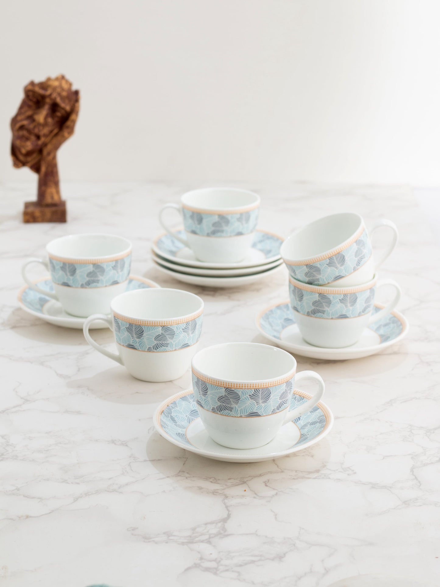 Cream Super Cup & Saucer, 210ml, Set of 12 (6 Cups + 6 Saucers) (S366)