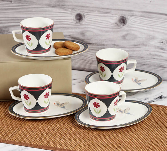 India Circus Gruidae's Trance Cup & Saucer (Set of 4)