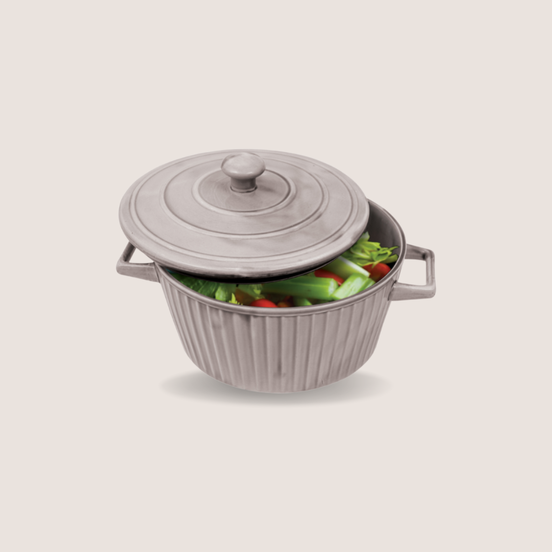 Ceramic Linear Casserole Small for Serving, Grey