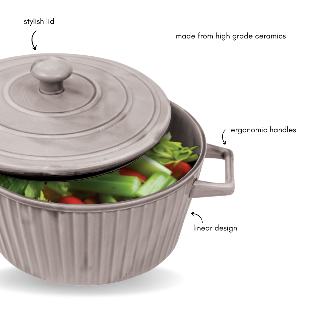 Ceramic Linear Casserole Small for Serving, Grey