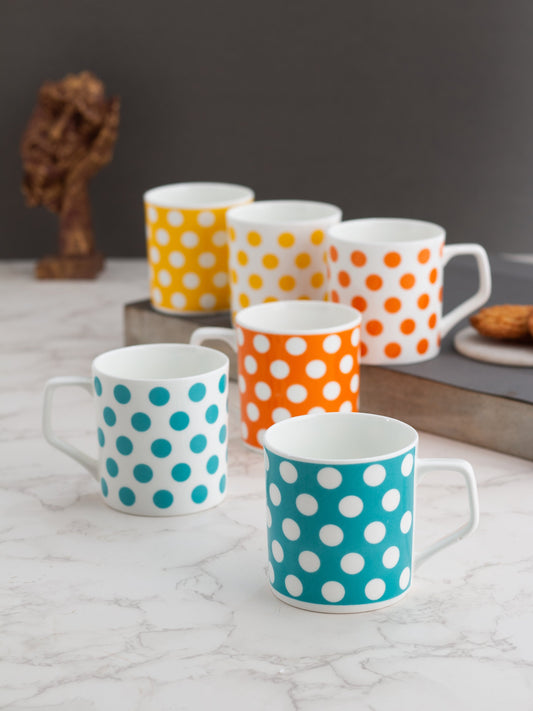 Director Polkadot Coffee & Tea Mugs, 220ml, Set of 6 (380)