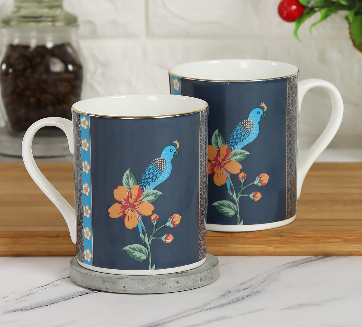 India Circus Verdant Chef d'oeuvre Coffee & Milk Mug Set of 2