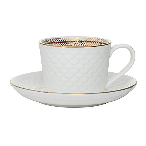 Ripple Impression Cup & Saucer, 210ml, Set of 12 (6 Cups + 6 Saucers)