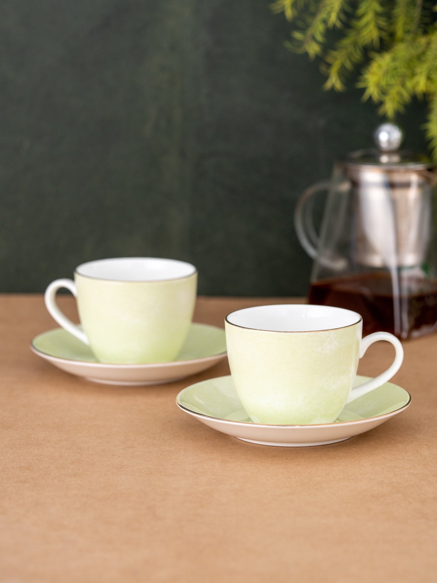 Cream Paradise Cup & Saucer, 210ml, Set of 12 (6 Cups + 6 Saucers) (P504)