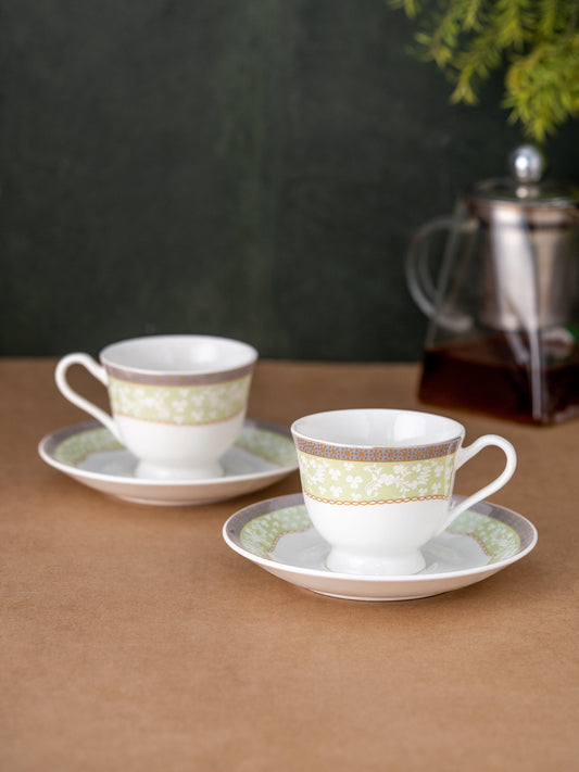 New Georgian Super Cup & Saucer, 210ml, Set of 12 (6 Cups + 6 Saucers) (S367)