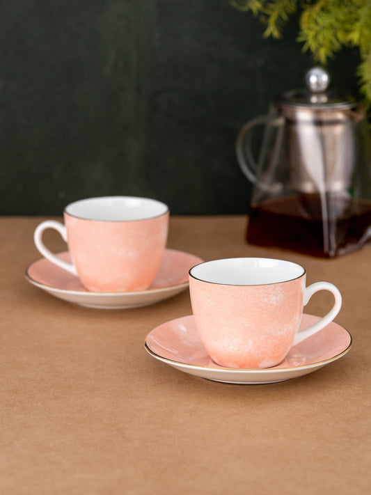 Cream Paradise Cup & Saucer, 210ml, Set of 12 (6 Cups + 6 Saucers) (P502)