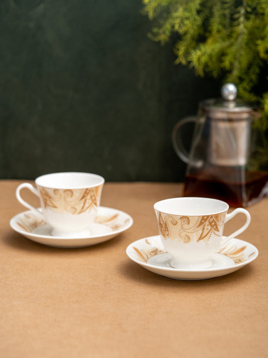 New Georgian Super Cup & Saucer, 210ml, Set of 12 (6 Cups + 6 Saucers) (S364)