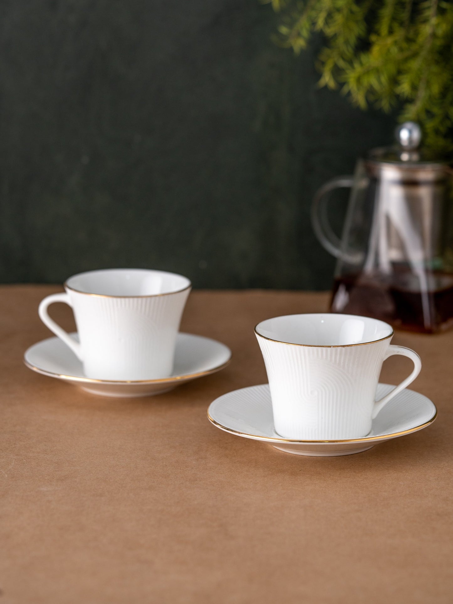 Alpha Impression Cup & Saucer, 210ml, Set of 12 (6 Cups + 6 Saucers) (1101)