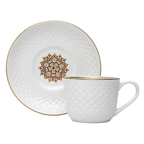 Ripple Impression Cup & Saucer, 210ml, Set of 12 (6 Cups + 6 Saucers)