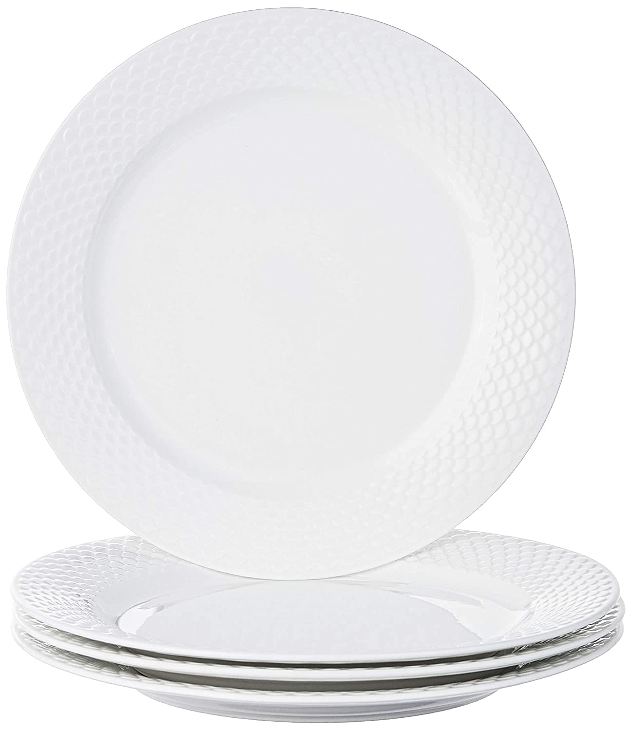 Clay Craft Basic Quarter Plate Ripple 7" 4 Piece Plain White