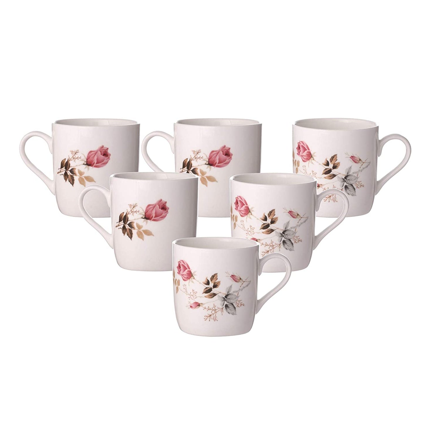 Asian Microwave Safe Floral Coffee & Tea Mugs, 200ml, Set of 6 (MW082)