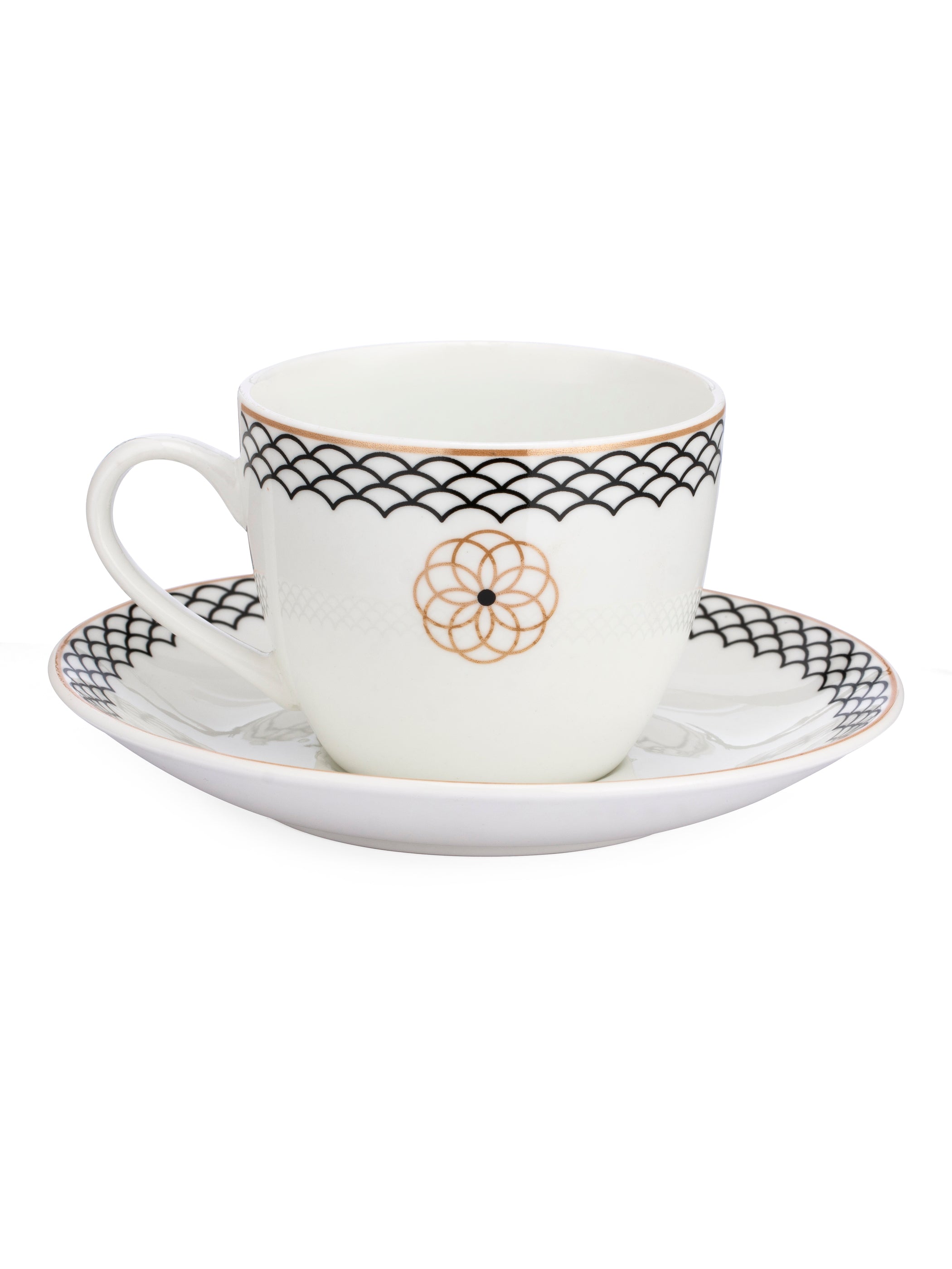 Cream Super Cup & Saucer, 210ml, Set of 12 (6 Cups + 6 Saucers) (S301)