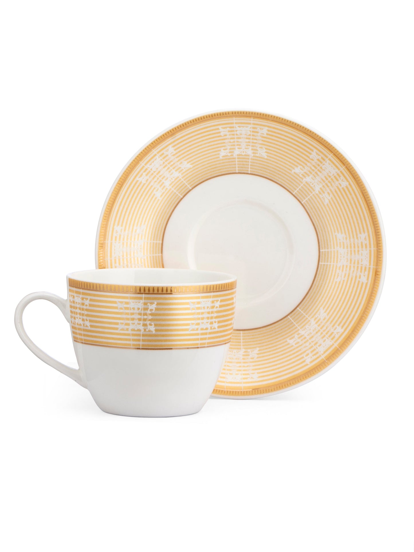 Cream Super Cup & Saucer, 210ml, Set of 12 (6 Cups + 6 Saucers) (S304)